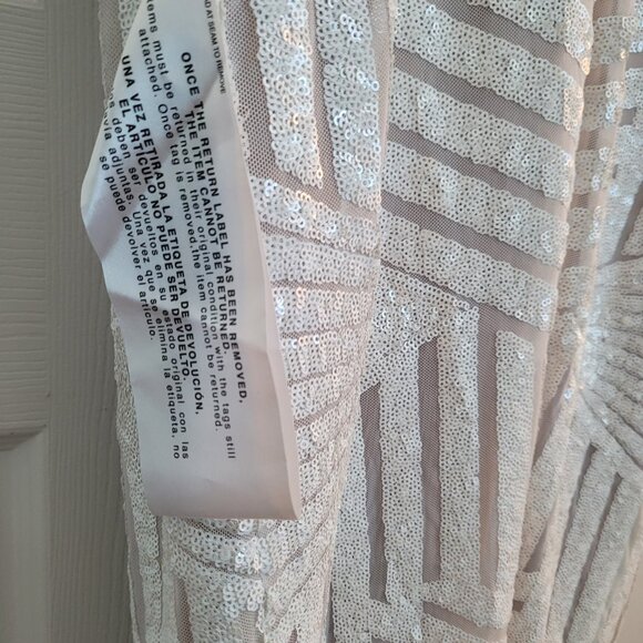 NEW DRESS THE POPULATION Emery Sequin Placement Dress White Size XXL - Picture 5 of 7